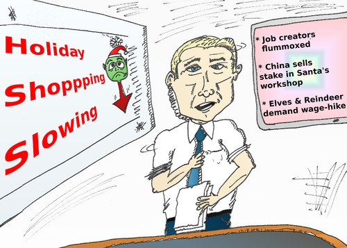 Cartoon: Holiday Shopping News cartoon (medium) by BinaryOptions tagged binary,option,options,optionsclick,trader,trading,trade,news,finance,financial,business,economic,economy,caricature,cartoon,comic,parody