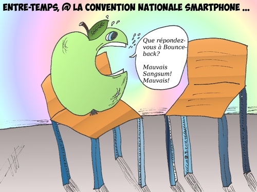 Cartoon: la pomme et la chaise vide (medium) by BinaryOptions tagged optionsclick,trader,tradez,trading,option,options,binaire,binaires,apple,appl,samsung,smartphone,caricature,comics,satire,parodie,la