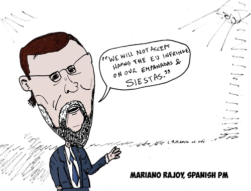 Cartoon: Mariano Rajoy editorial cartoon (medium) by BinaryOptions tagged mariano,rajoy,caricature,editorial,financial,business,comic,cartoon,optionsclick,binary,options,trader,option,trading,trade,spanish,spain,economy,debt,finance,satire,parody,news,economic,prime,minister,political,politician