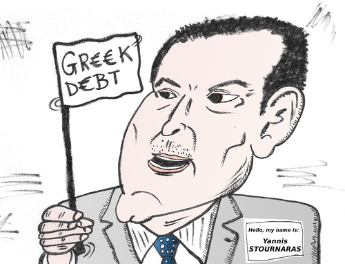 Cartoon: My big fat Greek debt cartoon (medium) by BinaryOptions tagged yannis,stournaras,greek,finance,financial,minister,ministry,government,administration,white,flag,euro,debt,europe,eur,austerity,caricature,editorial,business,comic,cartoon,optionsclick,binary,options,trader,option,trading,trade,satire,parody,news,economic,economy,humor