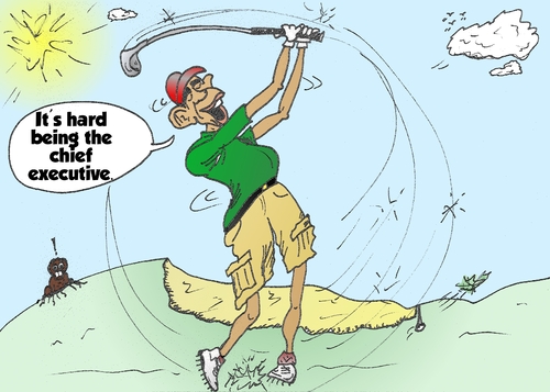 Cartoon: President Obama golf caricature (medium) by BinaryOptions tagged binary,option,options,trade,trader,trading,optionsclick,politics,chief,executive,barack,obama,caricature,webcomic,comic,cartoon,editorial,financial,budget,political,news