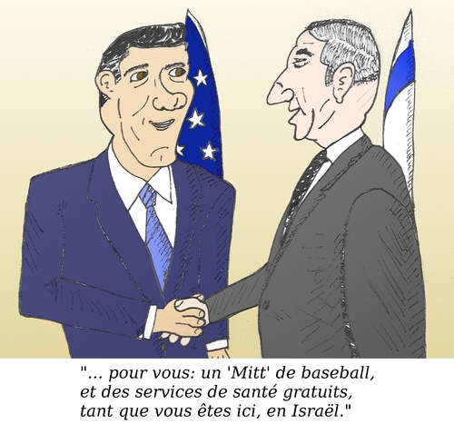 Cartoon: Romney Netanyahu caricature (medium) by BinaryOptions tagged options,binaires,trading,option,binaire,trader,optionsclick,mitt,romney,binyamin,bibi,netanyahu,caricature,dessin,comique,comics,news,nouvelles,infos,financier,boursier,investisseurs