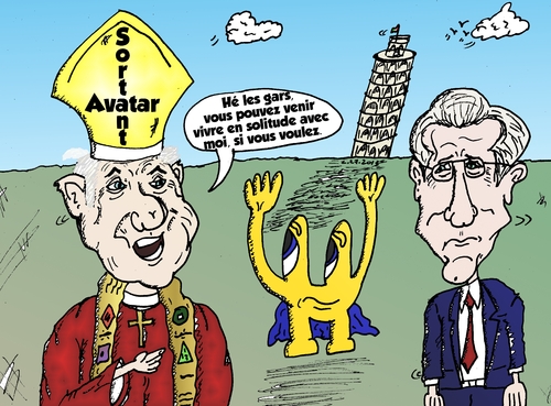 Cartoon: Trois caricatures en Italie (medium) by BinaryOptions tagged option,binaire,options,binaires,optionsclick,pape,benoit,euroman,mario,monti,caricature,news,infos,nouvelles,actualites,affaires,politique