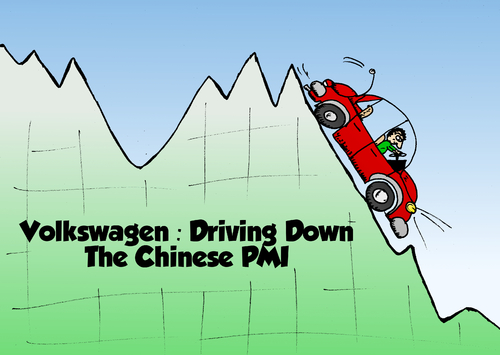 Cartoon: Volkswagen China Low (medium) by BinaryOptions tagged optionsclick,binary,option,options,trade,trader,trading,business,finance,revolution,china,chinese,pmi,volkswagen,editorial,news,busineess,economics,cartoon,caricature,comic,webcomic,automotive,stock,car,beetle,bug