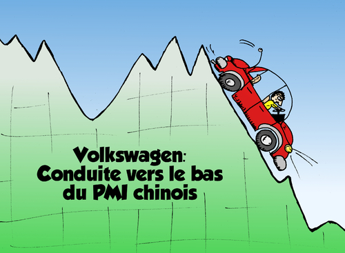 Cartoon: Volkswagen Chine en baisse (medium) by BinaryOptions tagged option,binaire,options,binaires,optionsclick,volkswagen,chine,chinois,pmi,caricature,news,infos,nouvelles,actualites,affaires,bourses,boursier