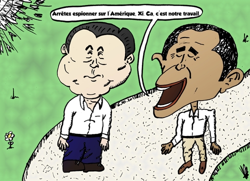 Cartoon: Xi et Obama et espionnage (medium) by BinaryOptions tagged news,nouvelles,infos,actualites,chine,etats,unis,usa,jinping,obama,caricature,optionsclick,options,binaires,option,binaire,trade,trader,trading,espionnage,et