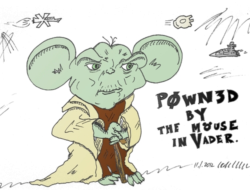 Cartoon: Yoda Mouse caricature (medium) by BinaryOptions tagged yoda,jedi,star,wars,george,lucas,walt,disney,mickey,mouse,exchange,stock,stocks,market,caricature,editorial,business,comic,cartoon,optionsclick,binary,options,trader,option,trading,trade,news,satire