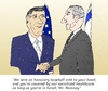 Cartoon: Bibi Mitt caricature (small) by BinaryOptions tagged binary,option,trader,options,trading,optionsclick,mitt,romney,benjamin,binyamin,bibi,netanyahu,caricature,cartoon,comic,handshake,parody,politicians,diplomacy,allies,financial,investor,news,usd,nis