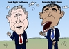 Cartoon: Bush and Obama caricature (small) by BinaryOptions tagged optionsclick,binary,option,options,trade,trading,barack,hussein,obama,george,bush,war,terror,prosecute,editorial,caricature,cartoon,webcomic,comic,news,opinion,politics,policies,policy,politician,president,united,states