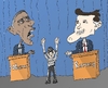 Cartoon: Caricature OBAMA ROMNEY en debat (small) by BinaryOptions tagged president,barack,obama,gouverneur,mitt,romney,etats,unis,amerique,american,political,politique,medias,arbitre,nfl,caricature,editoriale,dessin,anime,comique,entreprise,optionsclick,trader,options,binaires,negociation,commerce,nouvelles,news,infos,actualit