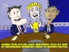Cartoon: Romney Obama Armstrong cartoon (small) by BinaryOptions tagged mitt,romney,barack,obama,lance,armstrong,president,syringes,debate,presidential,sports,infamous,inglorious,disgrace,disgraced,cycling,cycle,political,caricature,editorial,business,comic,cartoon,optionsclick,binary,options,trader,option,trading,trade,news,