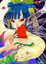 Cartoon: hakujya maihime (small) by meyco tagged girl snake japanese kimono sensu