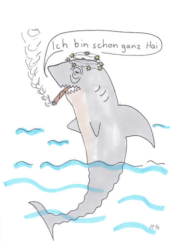 Cartoon: High (medium) by heike gerber tagged hai,high,drogen,haschisch,trip