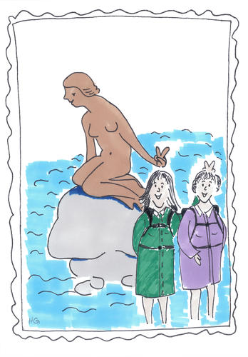 Cartoon: Kopenhagen (medium) by heike gerber tagged kopenhagen,meerjungfrau,touristen,sehenswürdigkeit,foto,fotomotiv