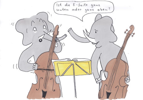 Cartoon: Orchesterbässe (medium) by heike gerber tagged musik,orchester,elefanten,kontrabass
