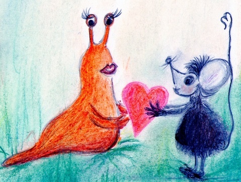 Cartoon: TrueLove (medium) by KatrinKaciOui tagged schnecke,maus,liebe,herz,freundschaft,treue,tierisch,kinderzimmer,shop