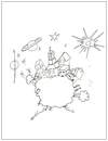 Cartoon: myworld (small) by KatrinKaciOui tagged planet,stern,sonne,mond,sterne,kinder,drachenfliegen,häuser,vögel,kinderzimmer,shop,karte