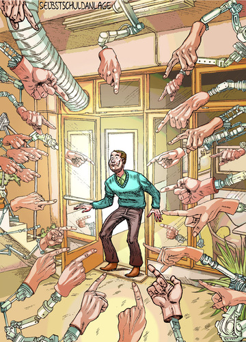 Cartoon: Selbstschuldanlage (medium) by wambolt tagged humor,satire,cartoon