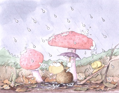 Cartoon: Es regnet (medium) by lerimo tagged pilze,lerimo,regen