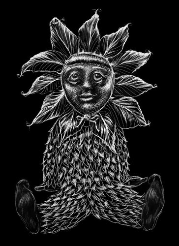 Cartoon: Corn Girl (medium) by vokoban tagged scratchboard,drawing,illustration