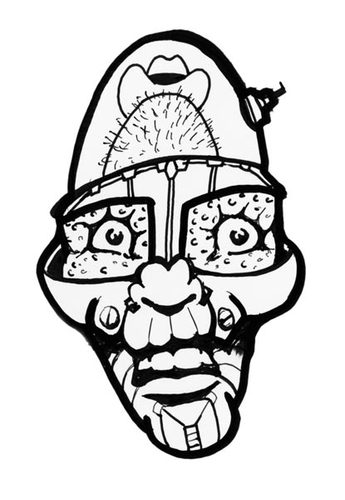 Cartoon: Helmet Head (medium) by vokoban tagged pen,and,ink,doodle,drawing,scribble,pencil