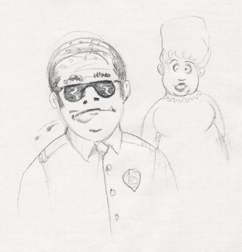 Cartoon: sheriff and wife (medium) by vokoban tagged pencil,sheriff,cop