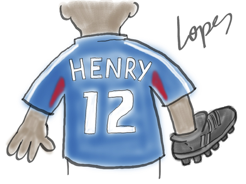 Cartoon: Hand Goal (medium) by Lopes tagged hand,goal,henry,france,football,cleat,uniform