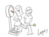 Cartoon: Weigh Prank (small) by Lopes tagged weigh,prank,woman,man,fat,kick,balls,injury