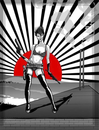 Cartoon: iavi (medium) by gamez tagged hhhhhh,gmz,sexy,girl,gun,line,japan,red,sun,punk,cute,floor,woman,nash,nin,xui