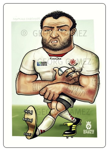 Cartoon: Mamuka gorgodze (medium) by gamez tagged rugby,georg,gamez,ball,sport,georgia,montpllier,mamuka,gorgodze