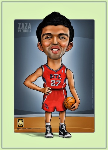 Cartoon: ZaZa Pachulia (medium) by gamez tagged nba,basketball,gamez,zaza,pachulia,atlanta,hawks,ball,georgia,team,forward