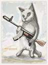 Cartoon: KATZE (small) by gamez tagged cat,katze,kalashnikov,eyes,shape,background