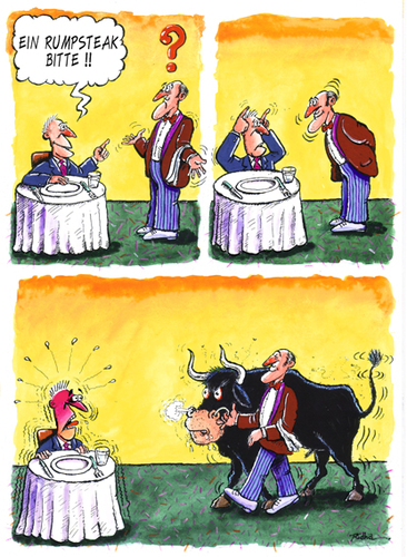 Cartoon: Beef steak please (medium) by Ridha Ridha tagged beef,steak,please,cartoon,by,ridha