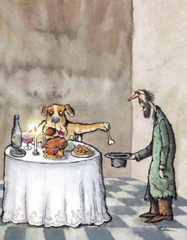 Cartoon: Beggar (medium) by Ridha Ridha tagged beggar,page,from,ridha,ironical,book,the,dog,as,fellow,man,der,hund,als,mitmensch,which,was,published,1989,in,germany