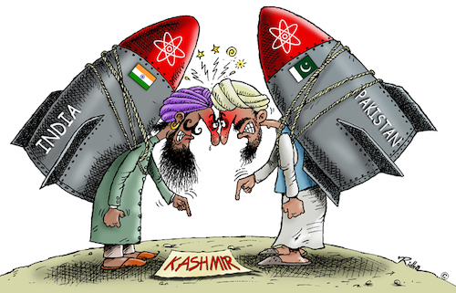 Conflict between India and Pakis By Ridha Ridha | Politics Cartoon |  TOONPOOL