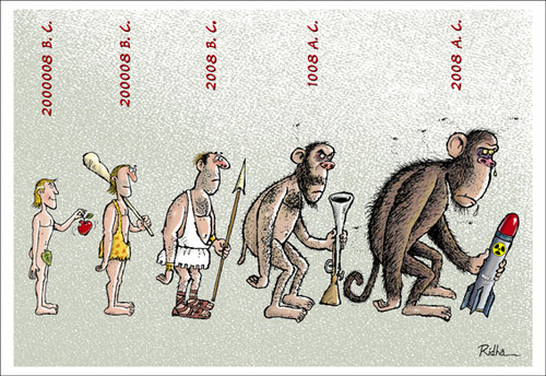 Cartoon: Darwinismus (medium) by Ridha Ridha tagged darwinismus,sharp,criticism,against,the,policy,cartoon,by,ridha