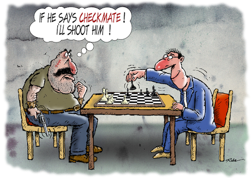 Cartoon: Intolerance - Ridha H. Ridha (medium) by Ridha Ridha tagged intolerance,stupidity,chess,threaten,ridha