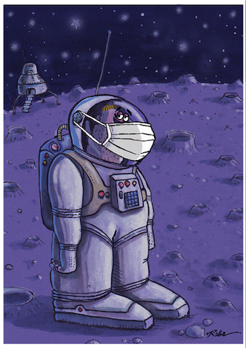 Cartoon: No Comment- Ridha H. Ridha (medium) by Ridha Ridha tagged cartoon,fear,coronavirus,protection,astronaut,moon,virus,ridha