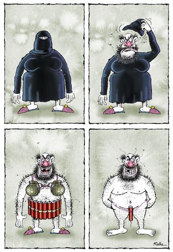 Cartoon: STRIPTEAS SHOW (medium) by Ridha Ridha tagged striptease,show,anti,terrorism,cartoon,by,ridha