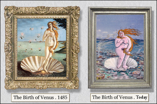 Cartoon: The birth of Venus (medium) by Ridha Ridha tagged the,birth,of,venus,cartoon,by,ridha