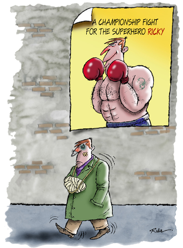 Cartoon: The day after the championship - (medium) by Ridha Ridha tagged boxing,championship,challenge,defeat,loss,the