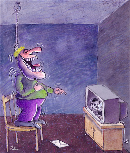 Cartoon: TV (medium) by Ridha Ridha tagged tv,black,humor,cartoon,by,ridha