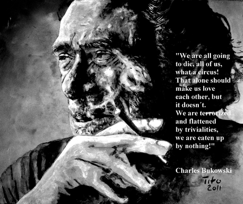 Cartoon: Charles Bukowski (medium) by ARTito tagged schwa,freiraum,galerie,richard,artito,tito,zeitgeist,dunst,blauer,smoke,rauchen,polen,usa,wisdom,weisheit,liebe,zitat,spruch,quote,cigarette,zigarette,qualm,rauch,bücherei,bibliothek,literatur,book,buch,man,mann,autor,author,chinaski,hank,bukowski,charles