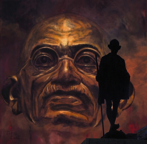 Cartoon: Gandhi - the walk (medium) by ARTito tagged grandpa,opa,geschichte,history,awesome,freiraum,galerie,richard,artito,tito,media,mixed,malerei,portait,zeitgeist,gewaltfreiheit,freiheit,liberty,freedom,walk,protest,religion,politics,politik,man,mann,asien,asia,india,indien,gandhi,mahatma