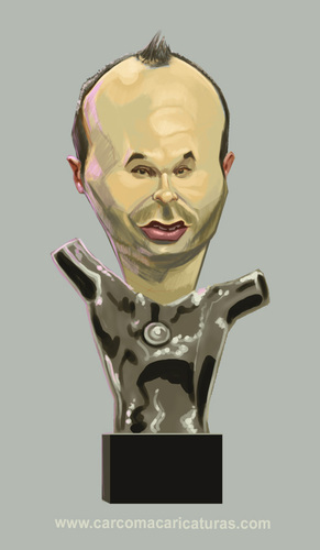 Cartoon: Iniesta wins UEFA award (medium) by carcoma tagged iniesta,barcelona,uefa,coach,deporte,deportistas,entrenador,football,futbol,soccer,sports