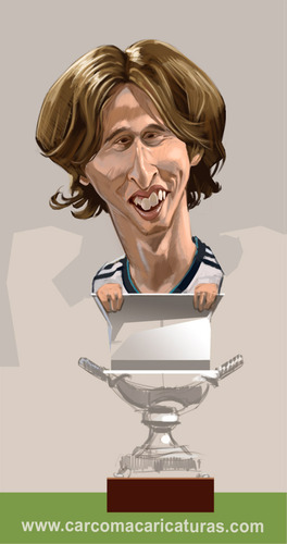 Cartoon: Madrid with Modric wins supercup (medium) by carcoma tagged soccer,futbol,football,modric,real,madrid,barcelona,supercopa,espana,spain