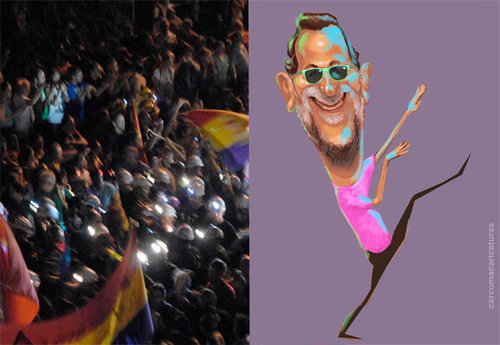 Cartoon: Recortes. Marcha Negra (medium) by carcoma tagged minero,mineria,politico,politica,rajoy,pp,popular,partido,recorte,crisis,spain