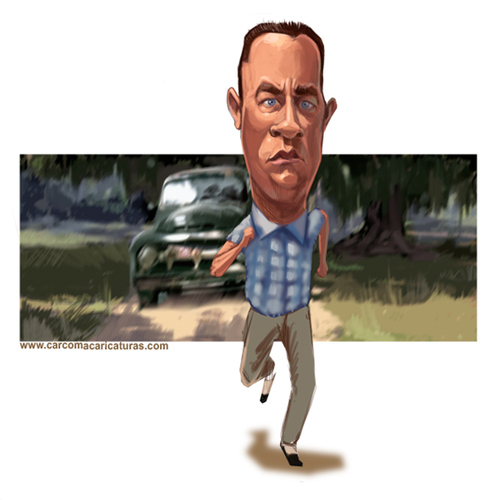 Cartoon: Run-Forrest-Run (medium) by carcoma tagged run,cinema,cine,pelicula,hanks,gump,forrest,actor,movie,flm,carcoma,caricature,caricatura