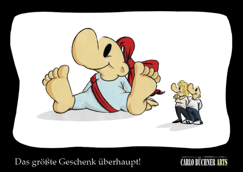 Cartoon: Das größte Geschenk überhaupt (medium) by Carlo Büchner tagged geburt,baby,glückwunsch