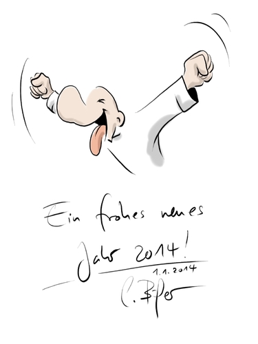 Cartoon: Frohes neues Jahr! (medium) by Carlo Büchner tagged 2014,neues,jahr,glück,erfolg,spaß,gesundheit,silvester,2013,carlo,büchner,arts,ray,cartoon,comic,humor,fun